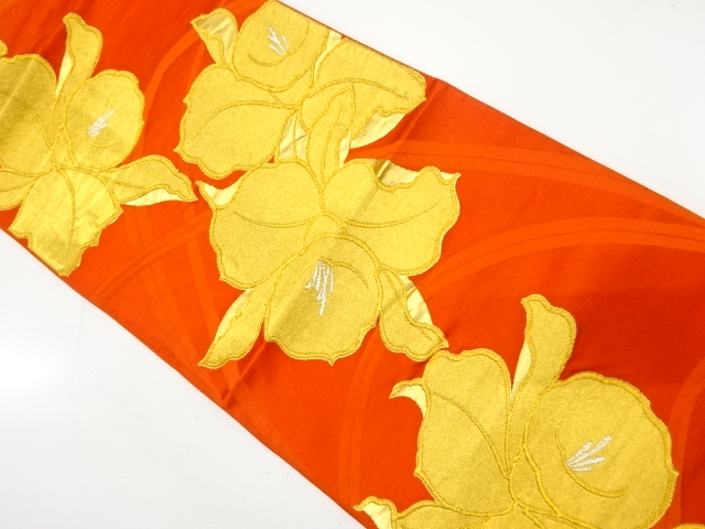 JAPANESE KIMONO / ANTIQUE FUKURO OBI / SILK / WOVEN ORCHID
